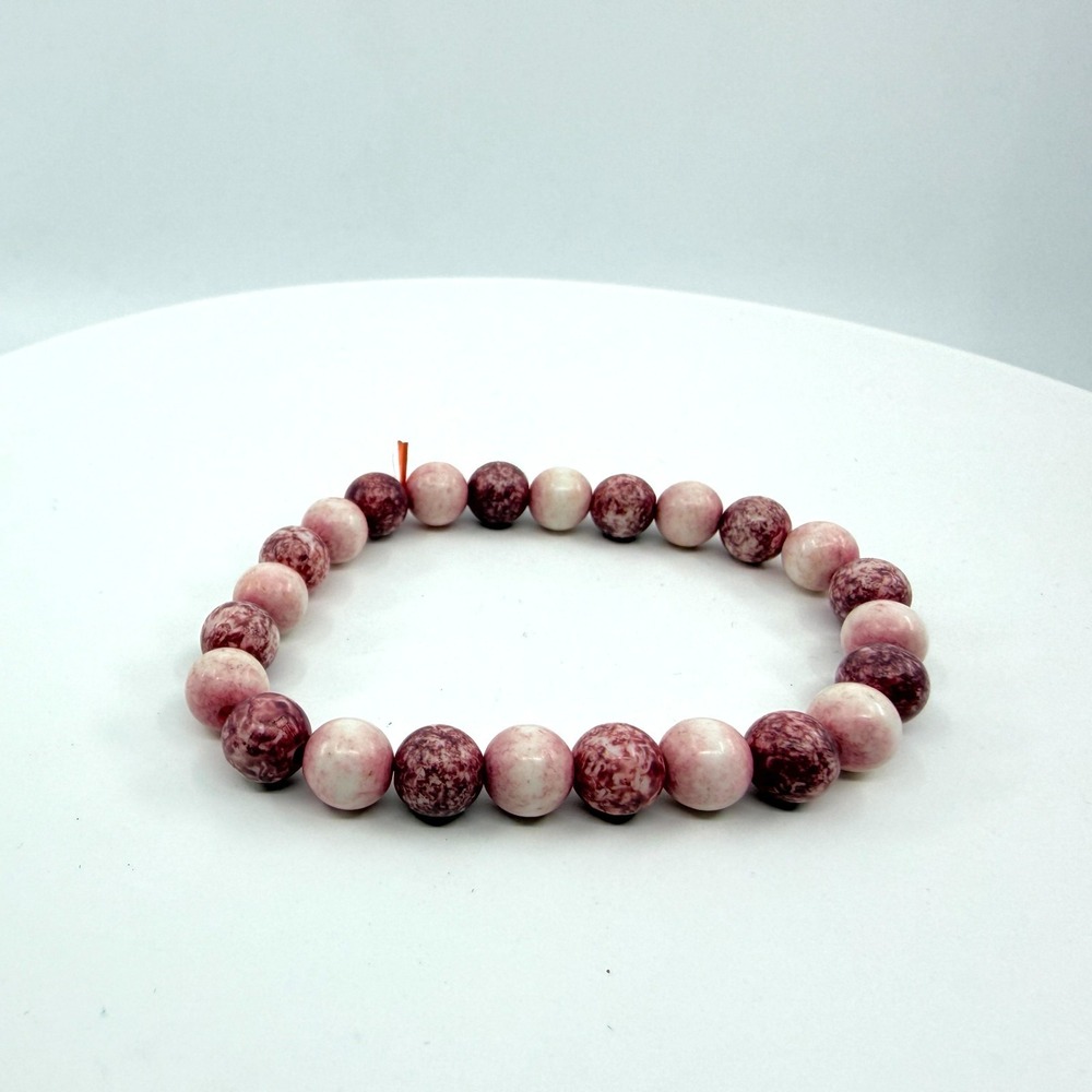 Vintage Boho Beaded Stretch Bracelet - Purple & White Jasper Stone
